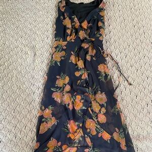 Dress Forum Twilight Blue and Apricot Floral Maxi Dress